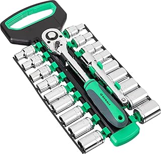 Amazon Brand  Denali 1/2-Inch (130 mm) Drive Socket Set with Socket Holder, 20 Pieces