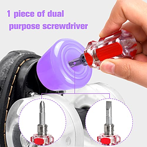 Tobwolf 1 Pair Quad Skate Toe Plugs With Bolts & Screw Driver, Durable 82A Roller Skate Toe Stoppers, Double-Row Roller Skating Toe Stops Brake Jam - Violet #TOP5