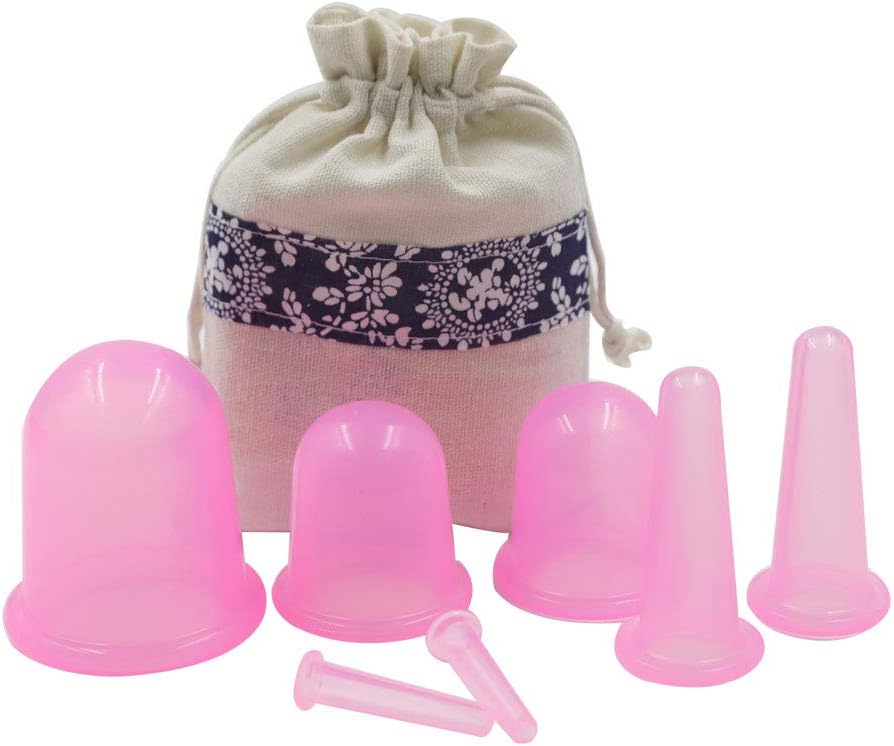 Facial Cupping,Cupping Therapy Set,Anti Cellulite Cup,Silicone Cupping Therapy Sets 7Pcs Vacuum Suction Massage Cups with Storage Bag for Muscle,Nerve,Joint Pain Relief and Cellulite Blaster Massage