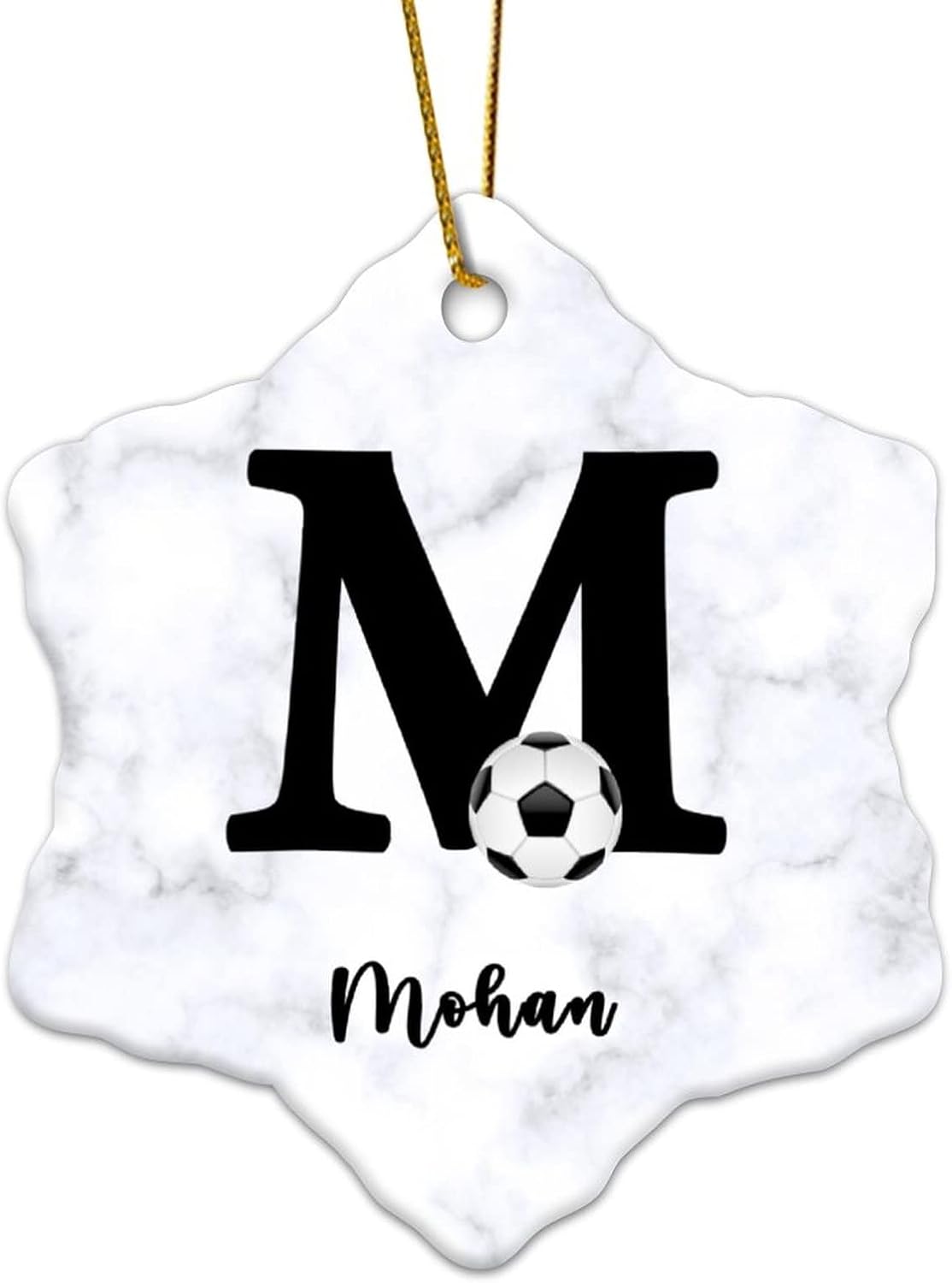 Customizable Christmas Sports Ball Ornament Keepsake Ceramic Soccer Ornament Xmas Tree Decor Holiday Pendant Soccer Tag Christmas Boys Girls Stocking Stuffer Soccer Lover Gift 3-Inch