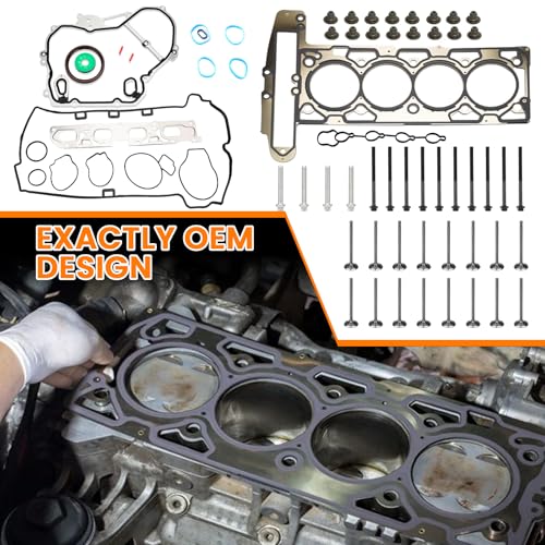 Image of Head Gasket Set with Head Bolts, Intake & Exhaust Valves for Chevy Equinox Orlando Malibu Impala Captiva, Buick Regal Lacrosse Verano, GMC Terrain 2.4L 2010-2017 Replaces IV323 EV314 HS26517PT ES72196