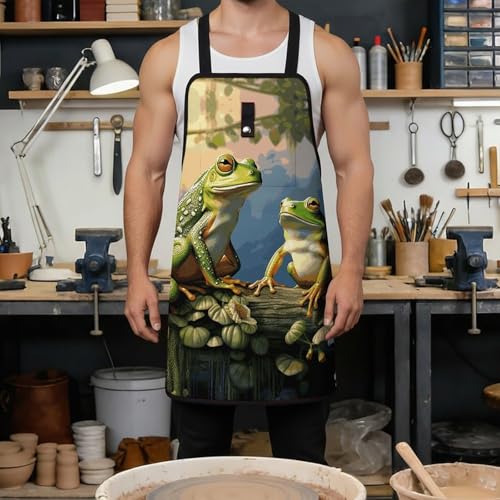 Delantal Many Frogs Sing con bolsillos 28.5" X 23.6" miniatura 4