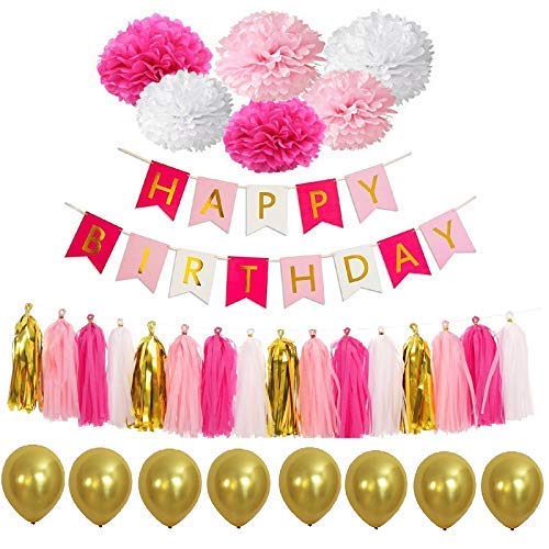 Trimming Shop Happy Birthday Banner Tassel Paper Pom Poms Multi Themed Buntings for Birthday Party Decoration, Ceremonies, Kids Party Favors — image 1