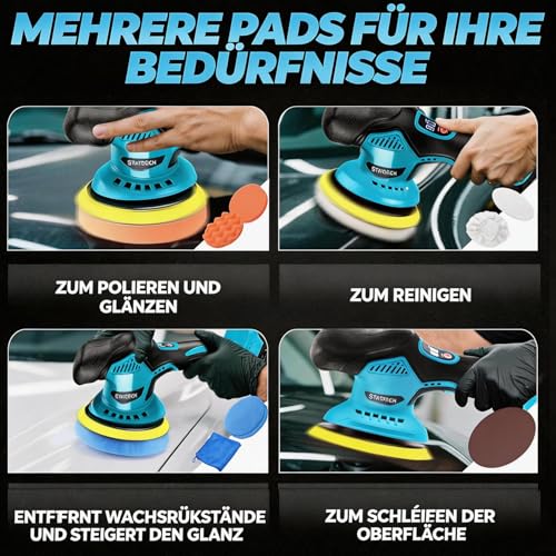 Poliermaschine Auto für Makita 18V , 27pcs Auto poliermaschinen Set, 6 Zoll Orbital Auto Politur mit 8 Variablen Geschwindigkeiten für Wachsen/Autodetaillierung (Ohne Akku)