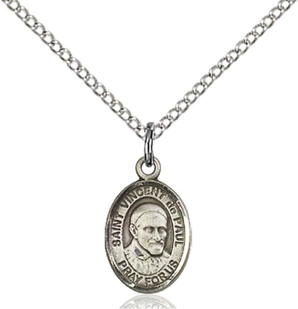 Bonyak Jewelry St. Vincent de Paul Hand-Crafted Oval Medal Pendant in Sterling Silver