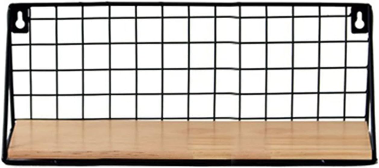 Modern Wall Mounted Floating Shelf Display Home Decor Black Wire Metal Wood Wall Storage Organizer Shelves For Home Roll up Dish Drying Rack Silicone (Black, A)