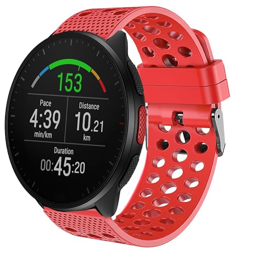 Bracelet montre Polar 20mm 22mm silicone rouge interchangeable avec boucle métal