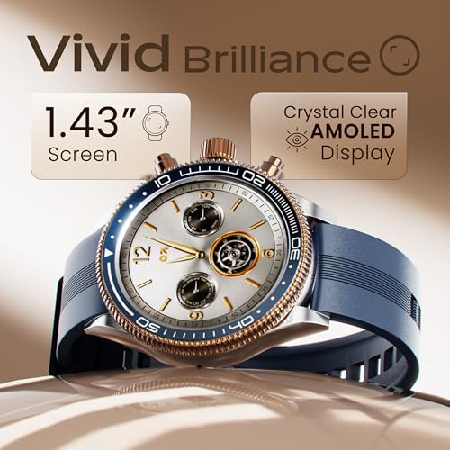 Image of GOBOULT Saber Smart Watch 1.43'' AMOLED Display, Functional Rotating Bezel, AOD, BT Calling, 200+Watchfaces, 700 Nits Brightness, AI Voice Assistant, SpO2 Monitoring, 120+ Sports Mode (Blue)
