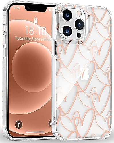 Coque iPhone 14 Pro Max transparente anti jaunissement motif cœur