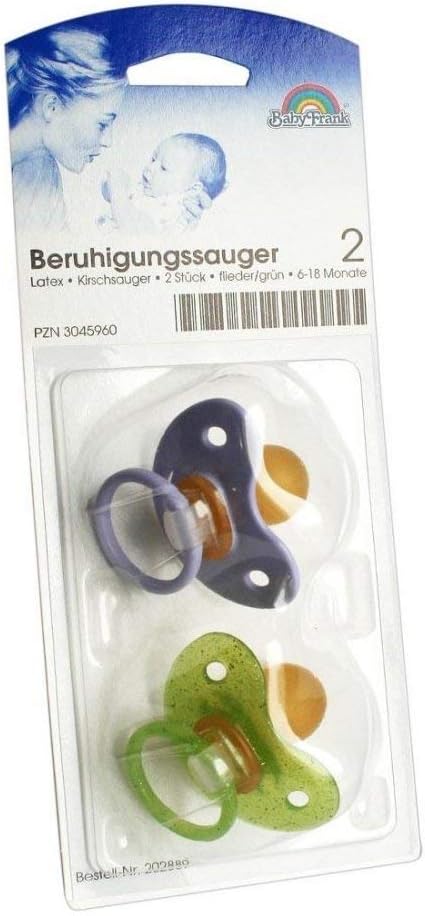 Cherry-Shape Dummy Latex Size 2 6-18 Months Lilac/Green Pack of 2