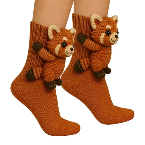 ZMCVOE 3D Animal Socks Raccoon Sock Warm Animal SOCKS Women Funny 3D Knit Animal Sock 2026 New Knitted ANIMAL SOCKS for Adults Christmas Gifts (1Pair Raccoon)