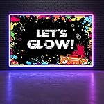 46 Pieces Glow Party Supplies Including Let's Glow Neon Banner Backdrop 45 Photo Booth Prop Fully Assembled Fluorescent Paper Posing Prop for Birthday Party Halloween Christmas - Image 4