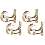 MUMIAO Single Curtain Rod Brackets for Aluminum Alloy Curtain Rod Ceiling-Mount Bracket Heavy Duty Curtain Rod Holders Set of 4 (Gold)