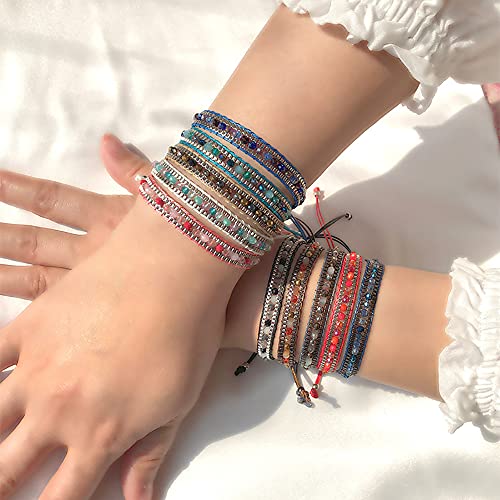 Image of JAYUMO Multicolor Handmade Beaded Adjustable Bohemia Friendship Charm Bracelets for Women Girls