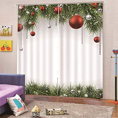 Cortinas Opacas Térmicas Aislantes Navidad Tela De Poliéster Cortina Lavable para Dormitorio Y Salón Habitación Decoración Hogar （140x160cm）