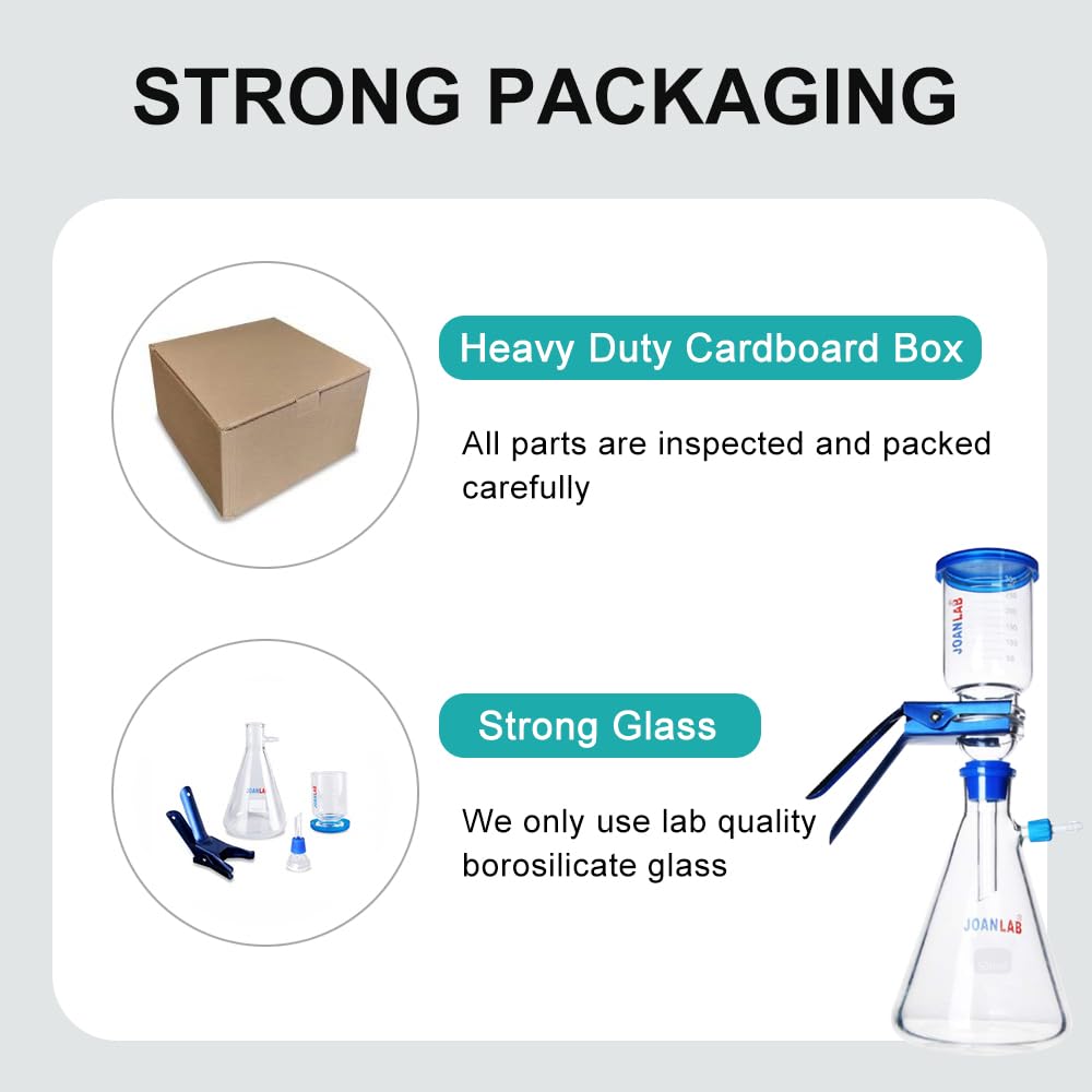 JOANLAB Appareil de filtration sous vide et de distillation en verre pour laboratoire, flacon filtrant de 1000ml, appareil d'aspiration gradué pour le filtrage en laboratoire