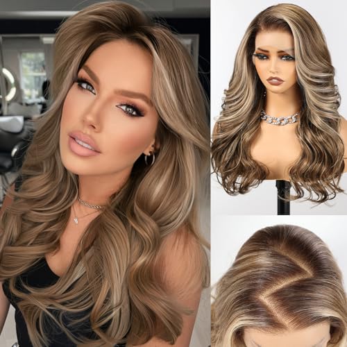 HAIRCUBE 13x6 HD Synthetic Lace Front Wig, 24 Inch Brown