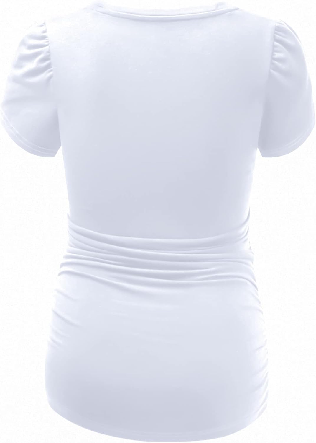 GINKANA Maternity Tops Short Petal Sleeve Tshirt V Neck Tee Ruched Sides Shirts Casual Basic Tunic Pregnancy Tshirt Blouse - Image 2