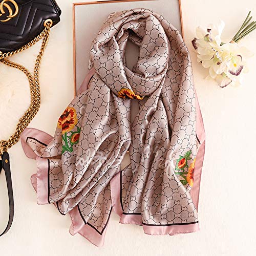 Schal Halstuch Luxusmarke Echte Seide Winter Seidenschals Frauen Vielseitiger Schal Erwärmung Sonnenfeste Schaldecke Unendlich 5