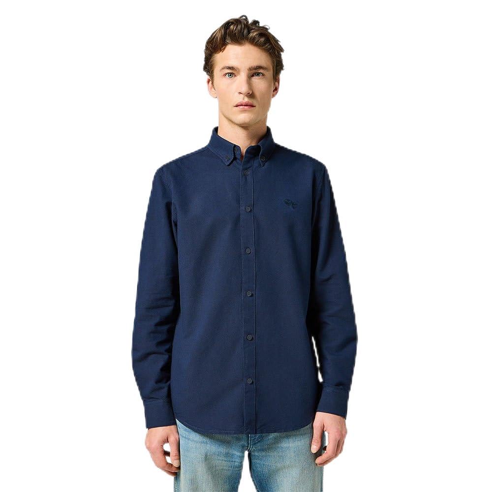 Wrangler Men's Dark Navy Oxford Shirt, Medium