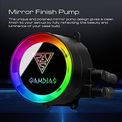 GAMDIAS CHIONE M2-240 LITE 2 Liquid CPU Cooler, RGB 240 Radiator, 2 x 120mm GAMDIAS PWM Fans, Mirror Style Pump for Intel/AMD Ryzen