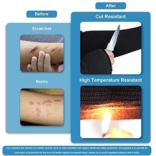 Imenory Kevlar-Sleeves Arm Protection Sleeves With Thumb Hole, [18" Inch Long, 9"-14" Wide] Safety Arm Guide Cut, Heat Resistant Protective Mechanic Sleeves For Men, Women 1Pair - Black [Newest 2023] #TOP1