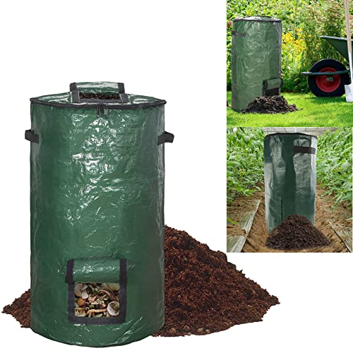 Compost Bin Reusable Yard Waste Bags Outdoor Compost Bin Bags For Garden Yard 34 Gallon (Green 1 Pcs) #TOP11