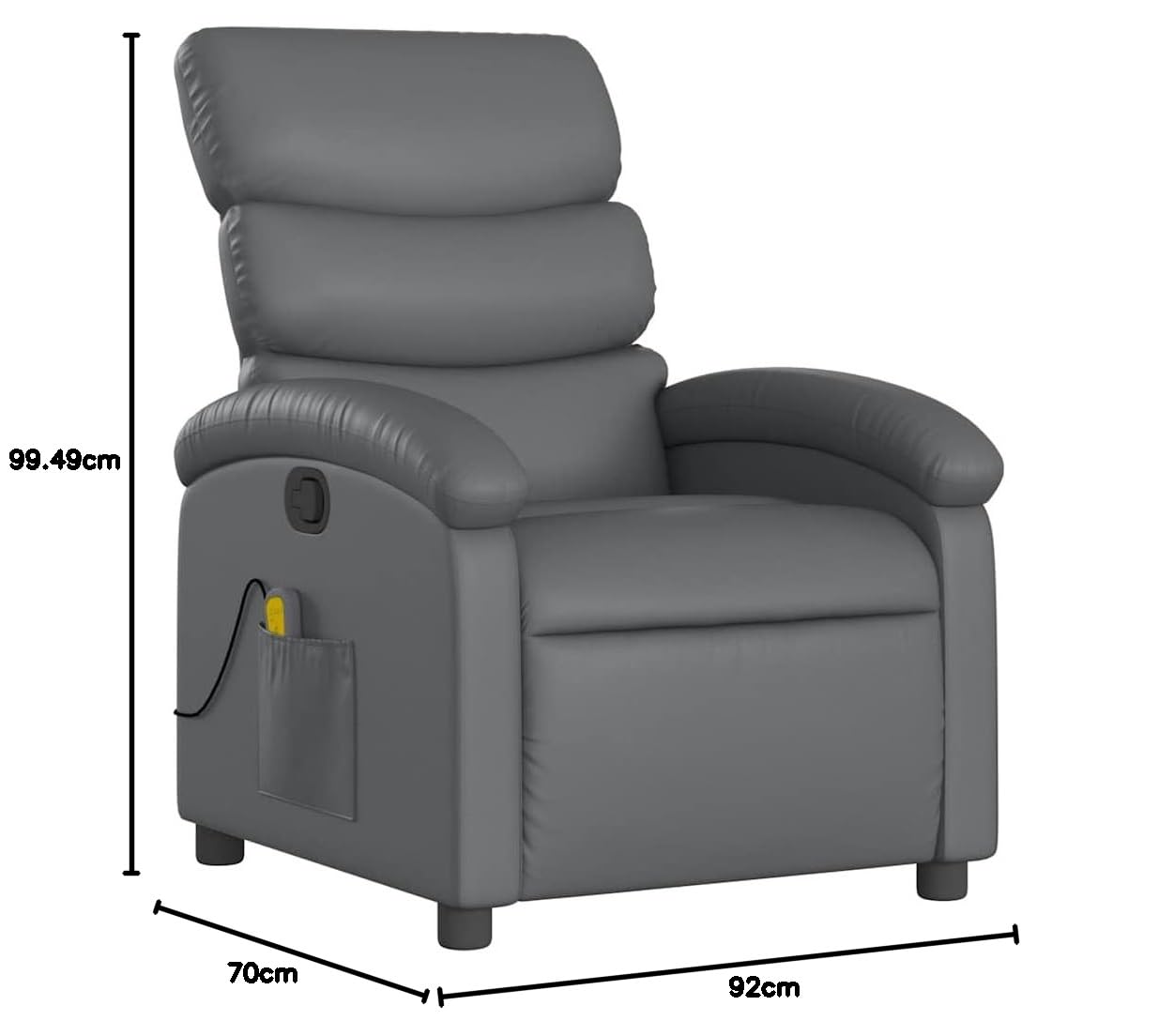 Fauteuil de massage avec fonction de couchage manuelle et massage vibrant Relaxation | Dossier réglable jusqu'à 135 ° | 6 points de massage