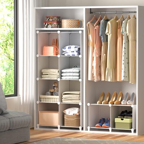 Neprock 16 Cubby Storage Organizer, Closet Clothes Storage Organizer, Cube Shelves Closet Organizers and Storage Shelves for Clothing Storage with Hammer, Bookshelf for Kids (White) thumbnail 4