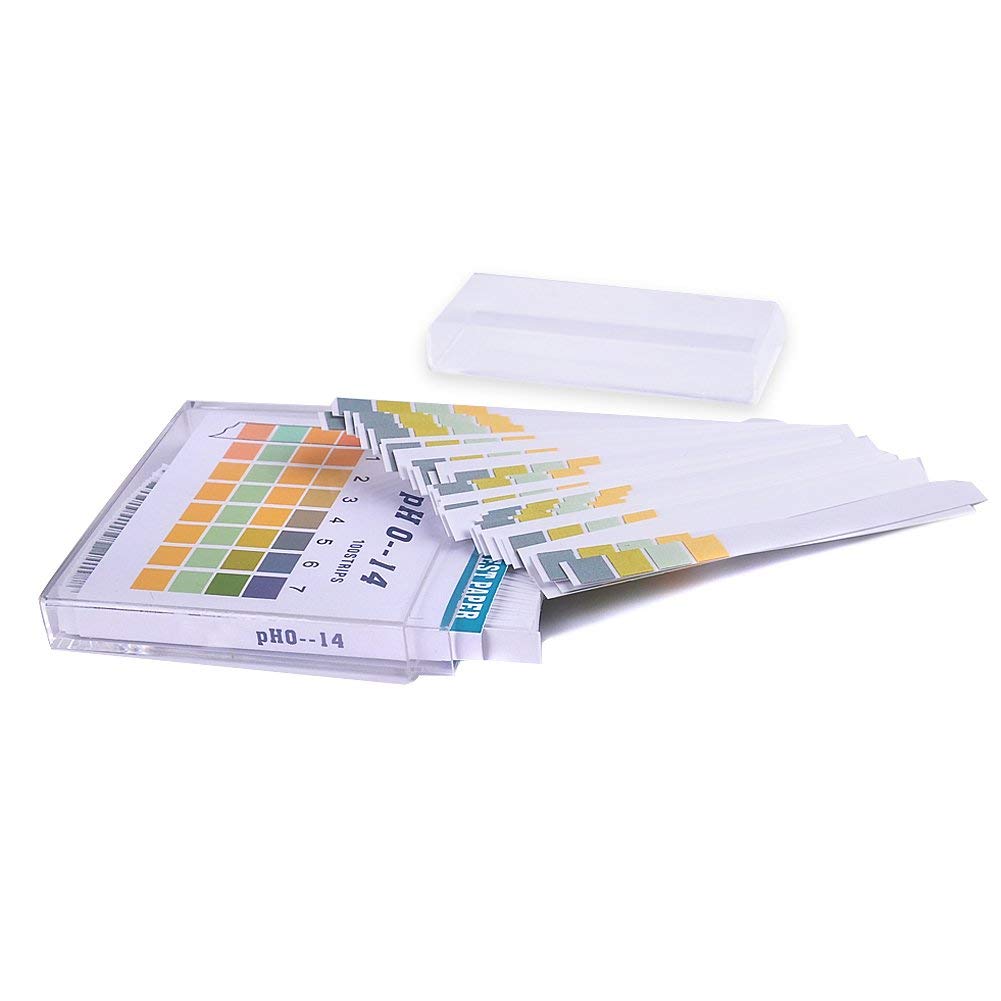 Monitoreo del pH del papel de tornillo, utilizado para probar cosméticos a base de agua, saliva del suelo, orina, agua, alimentos, peceras, acuarios y sustancias diarias 100pcs (blanco)