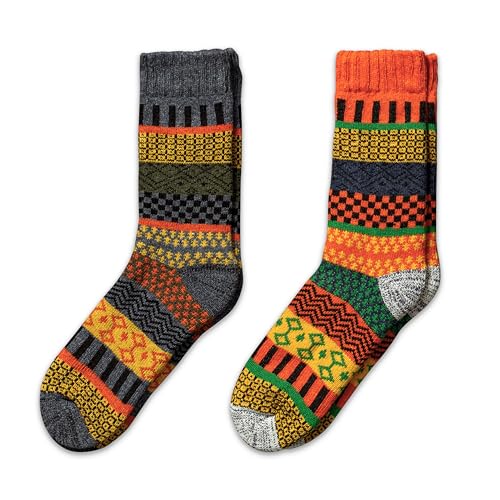 NORDIC Socks Premium 40% Merino Wool Blend Crew Socks for Men & Women, Moisture-Wicking, Breathable, Soft and Comfortable, 2 Pairs (6-9, Svea)