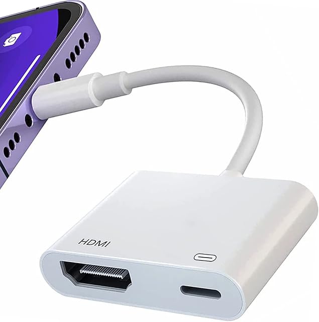 Lightning to HDMI Adapter [ Apple MFi Certified ], Plug & Play, iPhone to HDMI Adapter 1080P Screen Converter with Lightning Charging Port Compatible for iOS Devices to Projector/Monitor