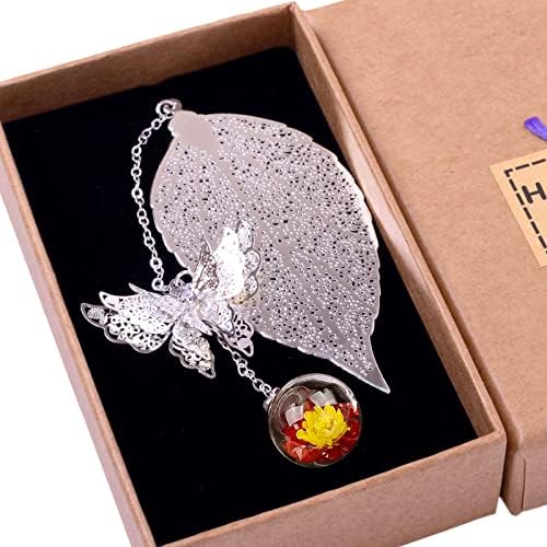 Toirxarn Metal Leaf Bookmark Valentine's Day Birthday Gifts for Women Girls Her Girlfriend Ladies Teacher Mum Grandma WifeInclude Kraft Paper Gift Box