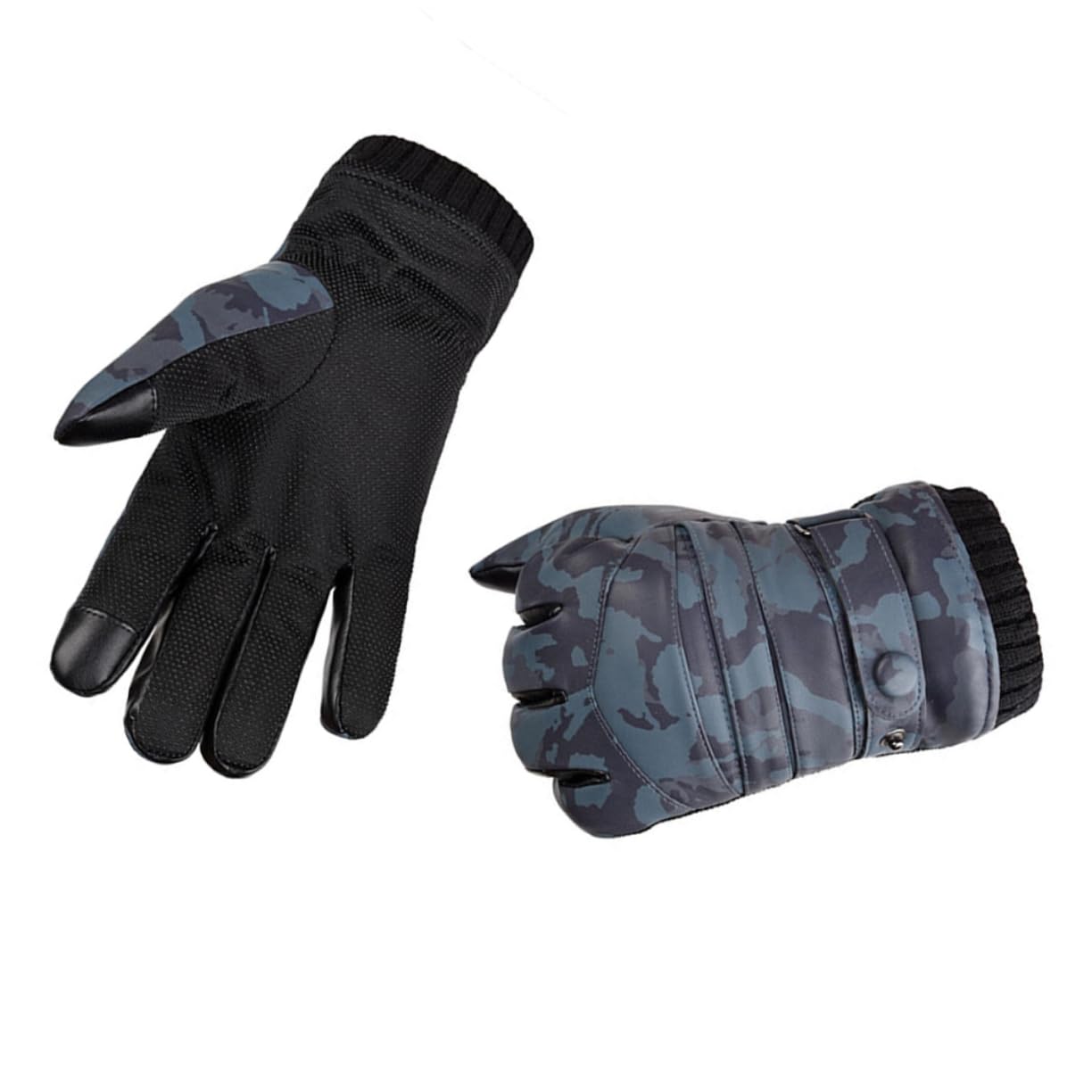 Ipetboom 1 Pair Outdoor Sports Gloves Winter Warm Windproof Gloves Touch Screen Thicken for Cycling Hiking (Dark Green)