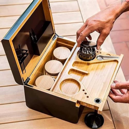 Fransande rolling tray bundle High end bamboo storage box, wooden storage box, luxury gift box, lockable detachable storage divider box, with movable tray