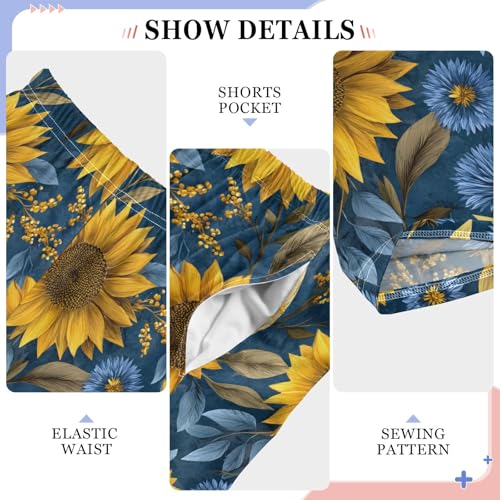 Pajama Pants Lounge Sleep PJ Bottoms Sleepwear Elastic Waist Drawstring S Sunflower Blue4