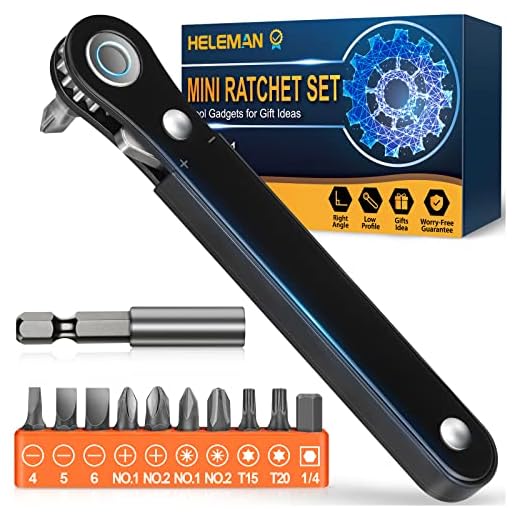 Right Angle Screwdriver Dad Gifts - Tool Gifts for Men Women Who Have Everything 90 Degree Offset Screwdriver Bit Set Mini Ratchet for Tight Space Door Knob Sewing Machine Stocking Stuffers for Adult