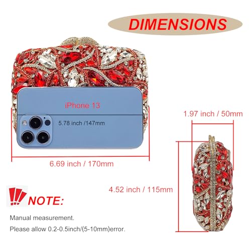 Image of Colorful Crystal Clutch Box Handbag Women Sparkling Evening Bags for Wedding Party Prom Purse