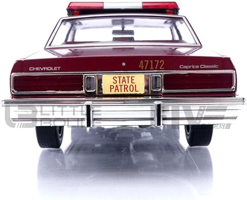 Miniatura 6 de 1987 Chevy Caprice Borgoña con interior burdeos Minnesota State Trooper Fargo 1996 Movie Artisan Collection 1/18 modelo de auto fundido a presión