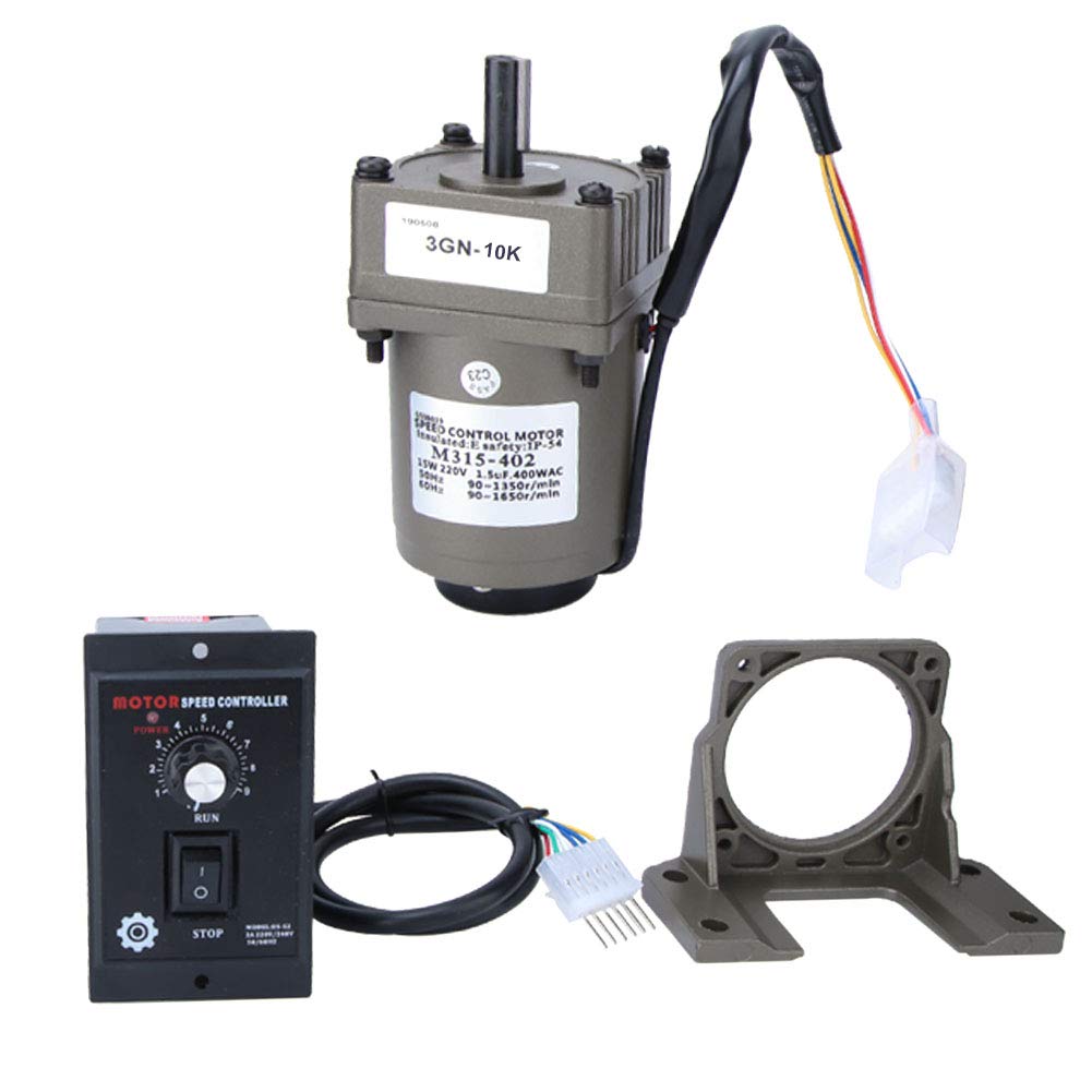 M315 402 220 V 15 W Silnik z przekładnią dwukierunkową ze Wspornikiem Kontrolera Regulacja Prędkości Cewka z Czystej Miedzi Metalowa Przekładnia do Automatyzacji (Współczynnik