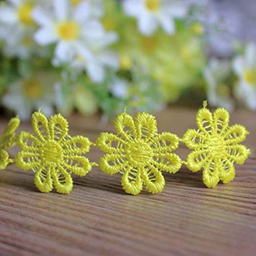 MOPOLIS Embroidered Lace Trim Sewing DIY 1yd Daisy Flower Applique Costume Decorated | Main Color - Yellow