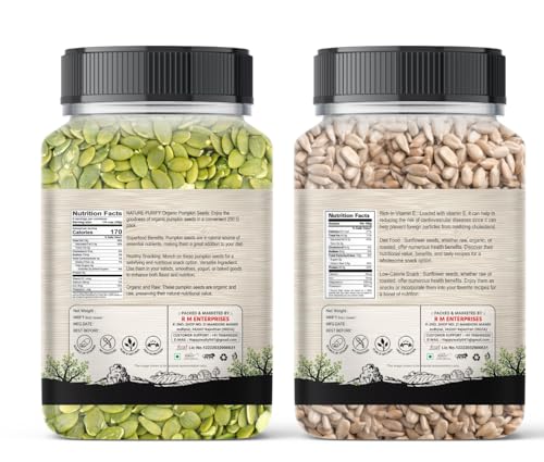 Image of Happywally Raw Pumpkin Seeds & Sunflower seeds (250gx2) - Premium Grade, High Protein, Keto & Vegan Friendly, Gluten-Free, Natural Pepitas for Snacking, Baking & Cooking