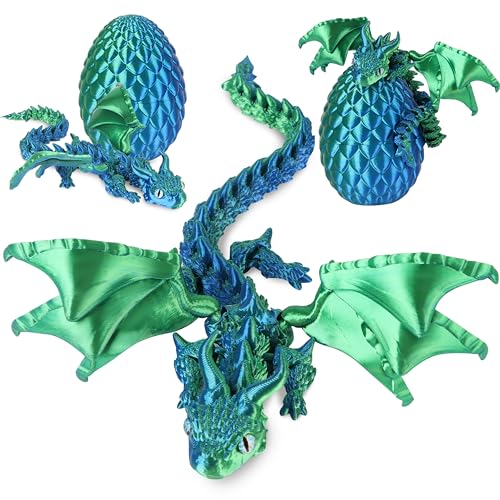 JONRRYIN 3D Gedrucktes Drache, 60CM Drachen Spielzeug mit Augen, Kreative Spielzeug und Deko, Erwachsene Kinder Drachen Ei 3D Deko Schreibtischspielzeug Geschenke