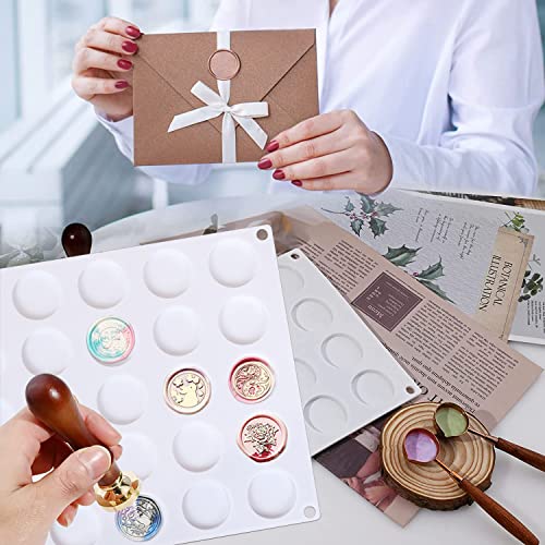 Yayatty Silikonmatte für Wachssiegelstempel, Silikonform für Wachssiegel, 30 Hohlräumen für Wachs-Stempel mit Entfernbaren Klebepunkten für Bastelkleber