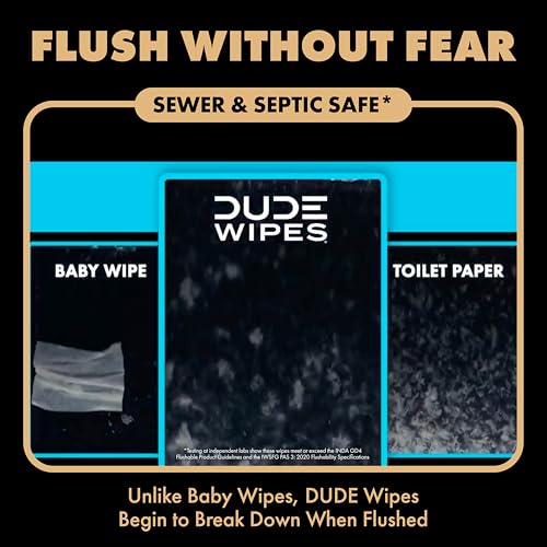 Image of DUDE Wipes Morning Grind Flushable Wipes - Coffee Scented Extra-Large Adult Wet Wipes - 6 Pack (288 Count) - Infused with Coffee Oil, Vitamin E, and Aloe - Septic and Sewer Safe