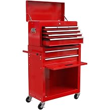 KAFELE Red Large Capacity Rolling Tool Box, Including 8 Drawers, with Lock/Hook/Push Handle