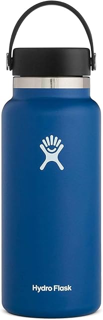 HYDRO FLASK - Water Bottle 946 ml (32 oz) - Vacuum Insulated Stainless Steel Water Bottle Flask with Leak Proof Flex Cap with Strap - BPA-Free - Wide Mouth - Cobalt