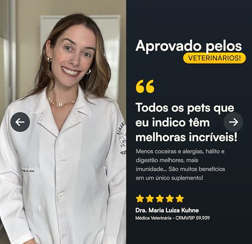 Longevi Tabletes Mastigáveis para Cães | Super Suplemento Canino para Imunidade, Queda de Pelos e En