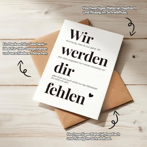 YISCOKO abschiedskarte kollegen karte abschied kollegin A6(mit Umschlag und Dichtungsband)abschiedsgeschenk kollegen Abschiedskarten eignen sich für Anlässe wie Ruhestand, Jobwechsel oder als Geschenk