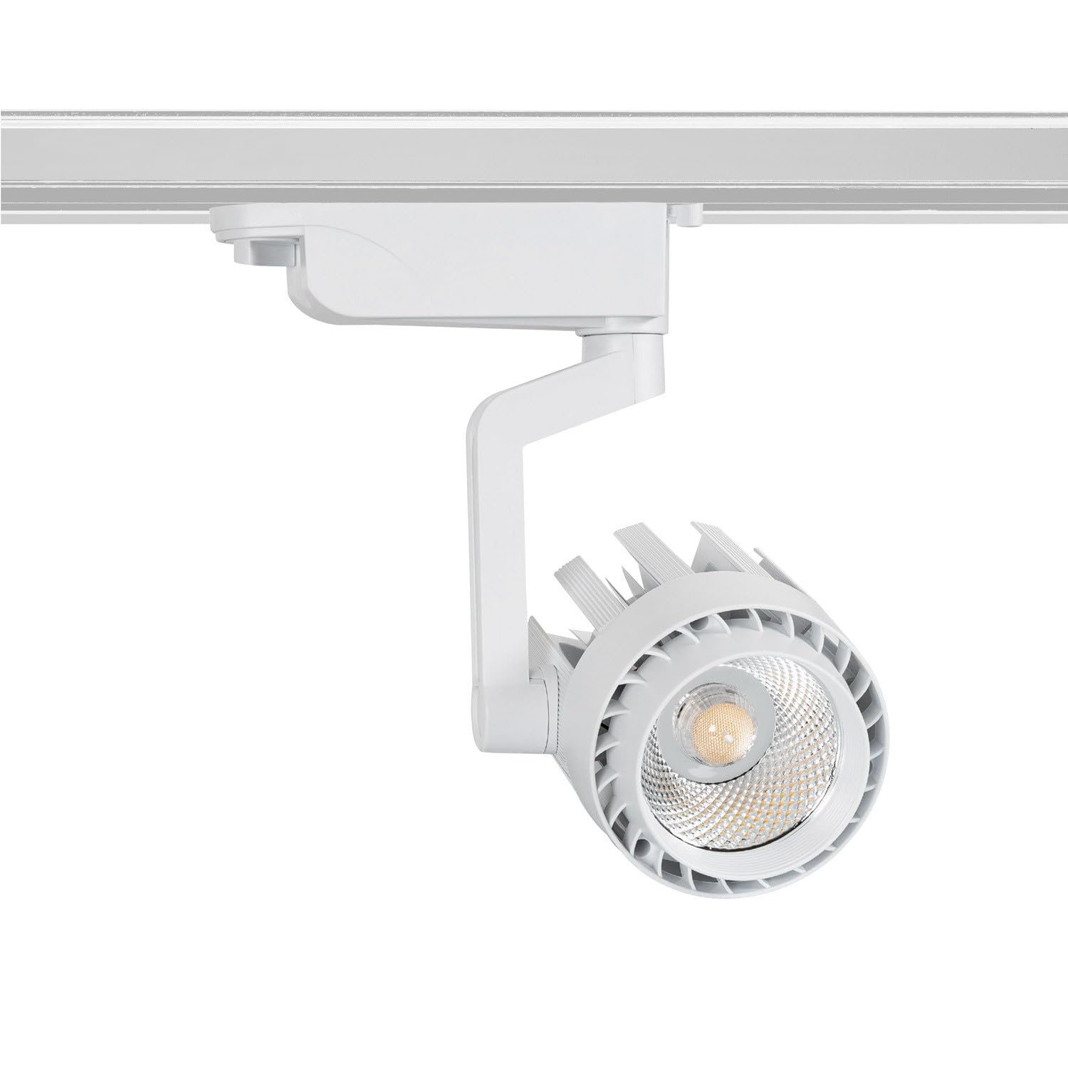 LEDKIA LIGHTING - Foco Carril LED Monofásico | 30W 3000 lm | Luz Cálida 3000K | Tecnología COB | Material PC y Aluminio, Blanco Cálido, Policarbonato